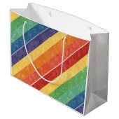 Das Stolz-Basketball-Regenbogendesign Große Geschenktüte (Rückseite Schrägansicht)
