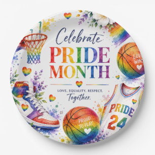 Das Stolz-Basketball-Regenbogendesign Pappteller