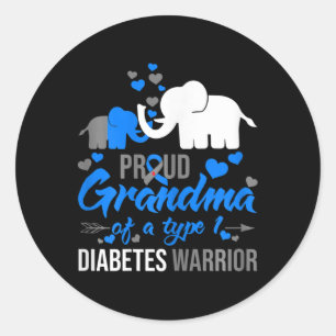 Das stolze Oma eines Typ-1-Diabetes-Warrior-Eleps Runder Aufkleber