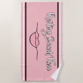 Das Strandgesicht "Lips" Rosa und Schwarz Strandtuch (Vorderseite)