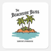 Das Strandglück Quadratischer Aufkleber (Vorderseite)