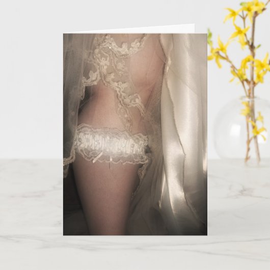 Das Strumpfband der Braut-Hochzeits-Karte Karte (Gelbe Blume)