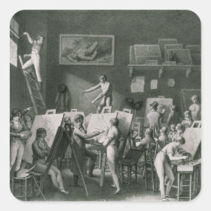 Das Studio von Jacques Louis David Quadratischer Aufkleber