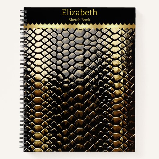 Das Studium von Schwarz-Gold-Schlangen-Mustern Notizblock (Vorderseite)