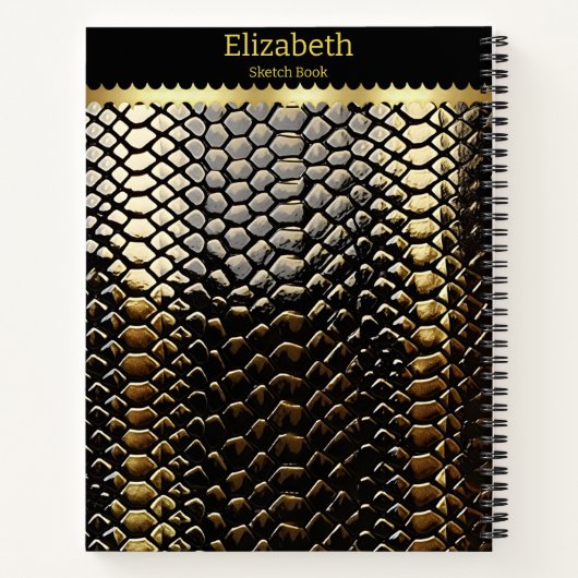 Das Studium von Schwarz-Gold-Schlangen-Mustern Notizblock (Rückseite)
