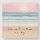 Das Summer Beach Design kreiert Ihre eigene Famili Steinuntersetzer (Vorderseite)