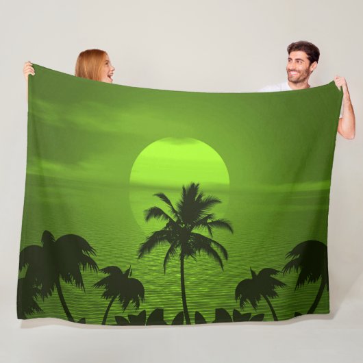 Das Sun Green Tropics Palm Beach Fleecedecke (Beispiel)