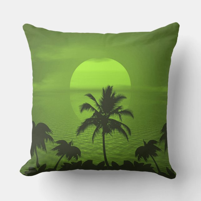 Das Sun Green Tropics Palm Beach Kissen (Vorderseite)