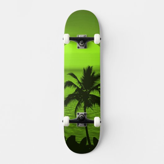 Das Sun Green Tropics Palm Beach Skateboard (Vorderseite)