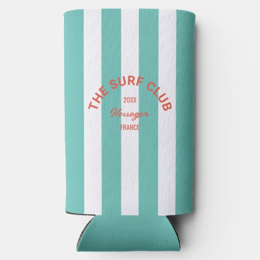 Das Surf Club Wappen Türkis Cabana Strip Selters Dosenkühler (Rückseite)