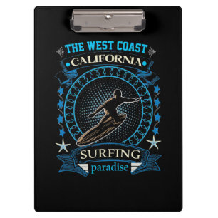 Das Surfen an der Westküste Kaliforniens Klemmbrett