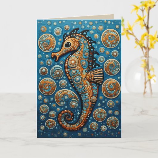 Das surreale Seepferd Karte (Gelbe Blume)