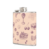 Das süße Muster mit verschiedenen Desserts. Flachmann (Links)