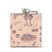 Das süße Muster mit verschiedenen Desserts. Flachmann (Rückseite)