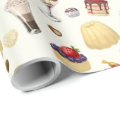 Das süße Muster mit verschiedenen Desserts. Geschenkpapier (Rolleneckpunkt)