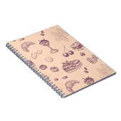 Das süße Muster mit verschiedenen Desserts. Notizblock (Rechte Seite)