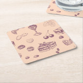 Das süße Muster mit verschiedenen Desserts. Rechteckiger Pappuntersetzer (angewinkelt)