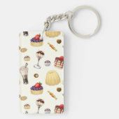 Das süße Muster mit verschiedenen Desserts. Schlüsselanhänger (Rückseite)