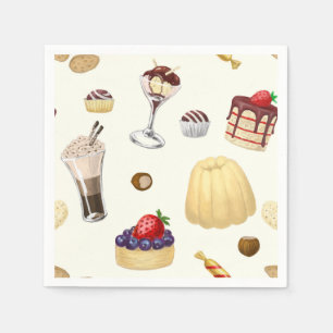 Das süße Muster mit verschiedenen Desserts. Serviette