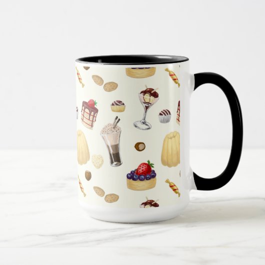 Das süße Muster mit verschiedenen Desserts. Tasse (Rechts)
