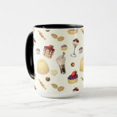 Das süße Muster mit verschiedenen Desserts. Tasse (Vorderseite Links)