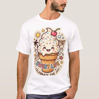 Das süßeste Leben Eiscreme Sticker-T-Shirt T-Shirt