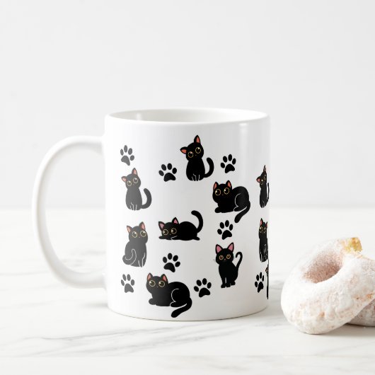 Das süßeste schwarze Katzen-Tassen-Geschenk für Ka Kaffeetasse (Mit Donut)