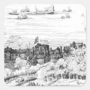 Das Swan-Theater auf der Bankseite Quadratischer Aufkleber