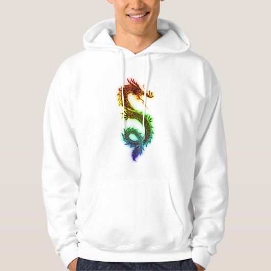 Das Sweatshirt-Regenbogen-Drache der Männer Hoodie (Vorderseite)