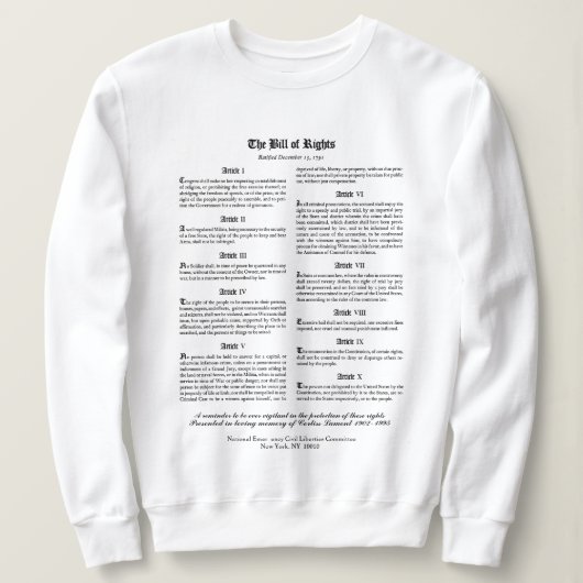 Das Sweatshirt zur Grundrechtecharta (Design vorne)