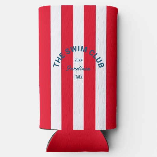 Das Swim Club Wappen Red Cabana Strip Selters Dosenkühler (Rückseite)
