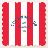 Das Swim Club Wappen Red Cabana Strip Untersetzer (Vorderseite)