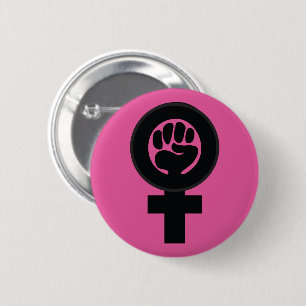 Das Symbol der Frauen mit der Faust Button