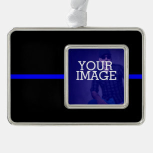 Das symbolische Thin Blue Line-Bild auf einem Rahmen-Ornament Silber