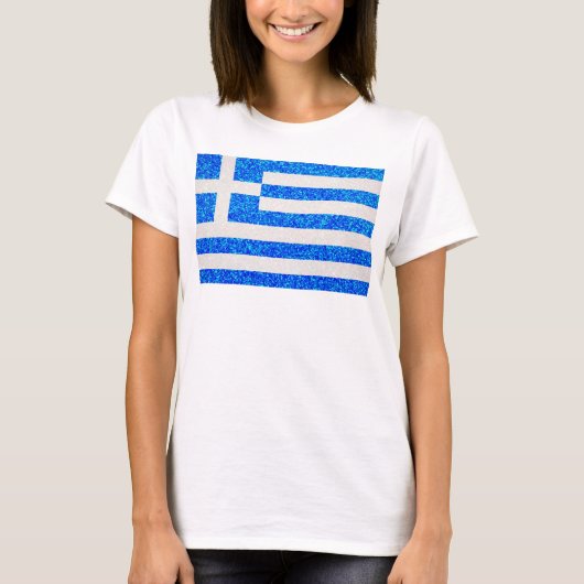 Das T-Shirt der Glitzer-Griechenland-Flaggenfrauen (Vorderseite)
