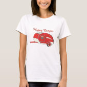 Das T-Shirt der roten Teardrop-Campings-Frauen (Vorderseite)
