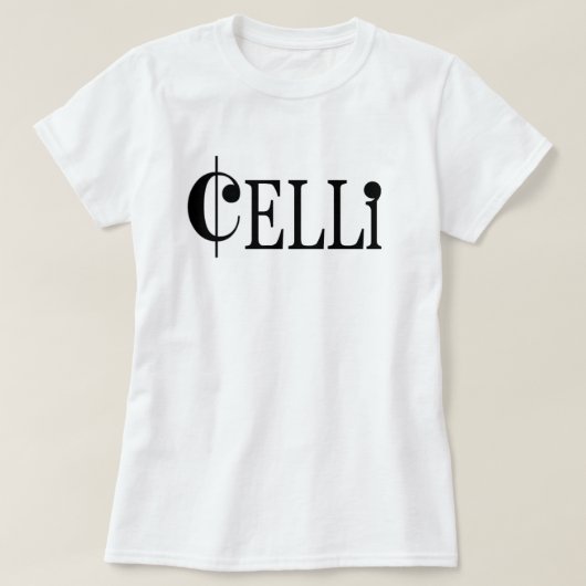 Das T-Shirt der weiße Celli-grundlegenden Frau (Design vorne)