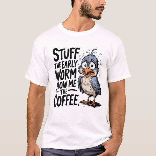 Das T-Shirt des Frühwurm-Kaffeebird (Vorderseite)