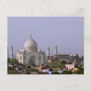 das Taj Mahal dominiert die Stadt Agra Postkarte