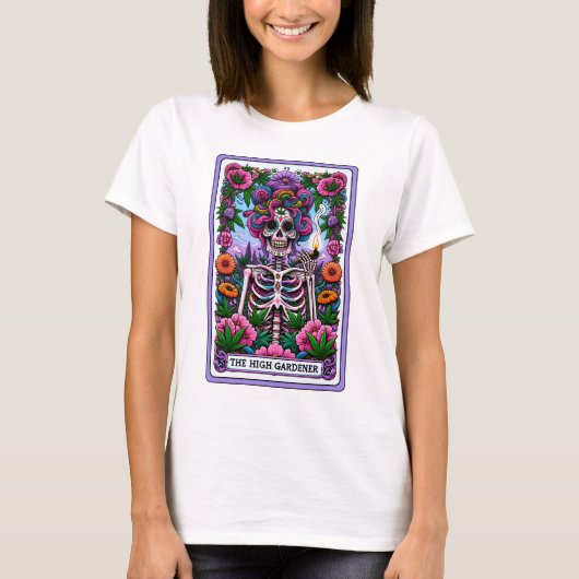 Das Tarot Hoher Gärtner Funny Skelett T-Shirt (Vorderseite)
