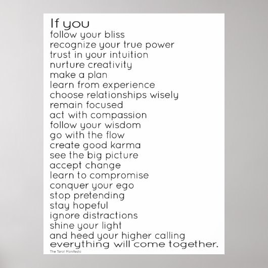 Das Tarot Manifesto Poster (Vorne)