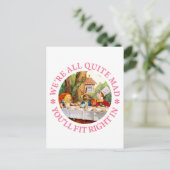 Das Tea-Party von Mad Hatter: "Wir sind alle ganz Einladungspostkarte (Stehend Vorderseite)