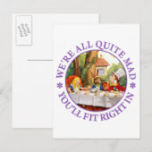 Das Tea-Party von Mad Hatter: "Wir sind alle ganz Einladungspostkarte (Vorne/Hinten)