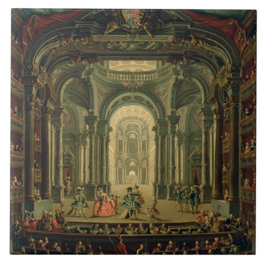 Das Teatro Reale in Turin (Öl auf Leinwand) Fliese (Vorderseite)