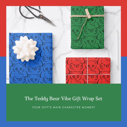 Das Teddy Bear Vibe Gift Wrap Set Geschenkpapier Set