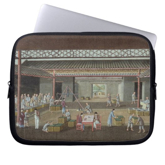Das Tee-Depot (Gouache auf Seide) Laptopschutzhülle (Vorderseite)