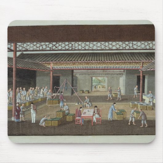 Das Tee-Depot (Gouache auf Seide) Mousepad (Vorne)