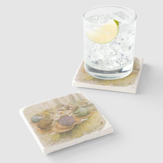 Das Tee-Party der Toads (von Beatrix Potter) Steinuntersetzer (Seitenansicht)