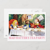 DAS TEE-PARTY DES MAD HATTER EINLADUNGSPOSTKARTE (Vorne/Hinten)