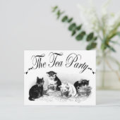 Das Tee-Party Kätzchen Einladungspostkarte (Stehend Vorderseite)